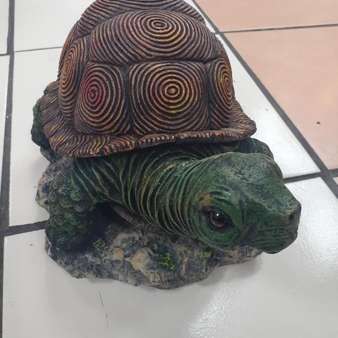 Patung Pajangan Kura Kura Besar Sulcata Indian Batu Kolam Taman Kura2