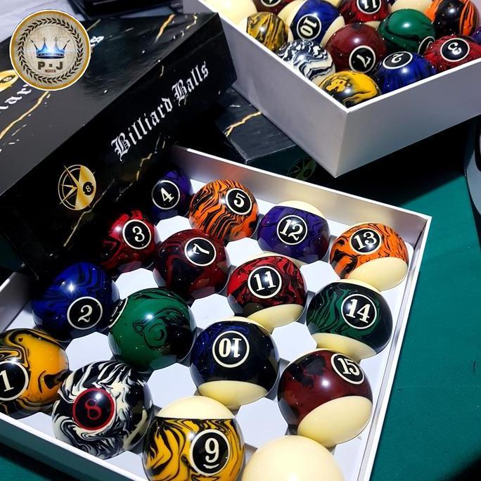 PJ - Set Bola Billiard | Stylish - Marbled Pattern | Meja 9 Ft Terlaris