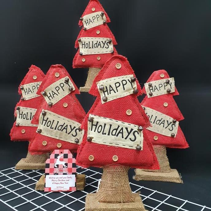 Dekorasi aksesoris natal pohon natal kain merah