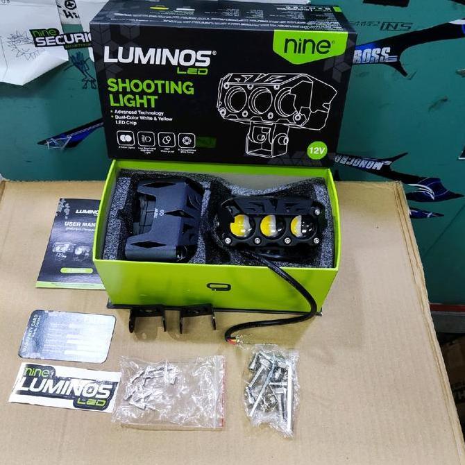 Revasin9 - Lampu Q9 Tembak 3 Mata Nine Luminos Putih Kuning - 2 PCS