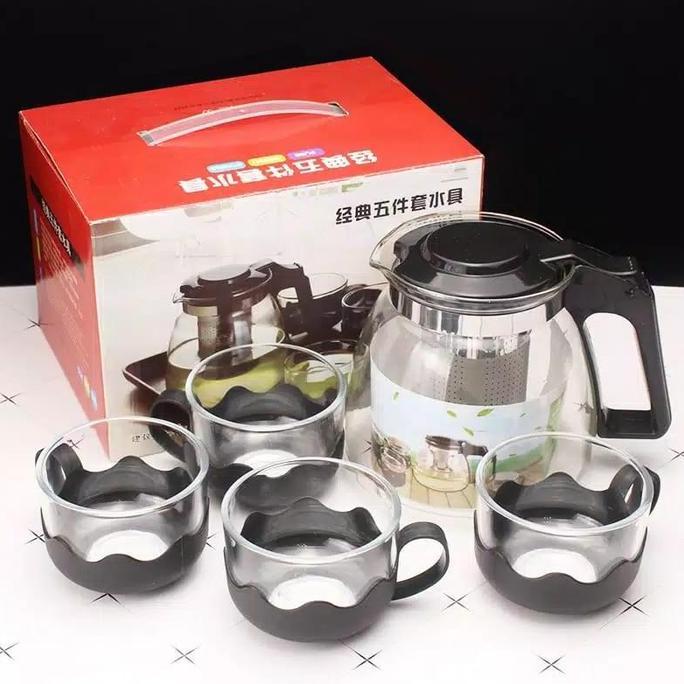 *#*#*#] TEA POT SET 5 IN 1 TEKO KACA SARINGAN