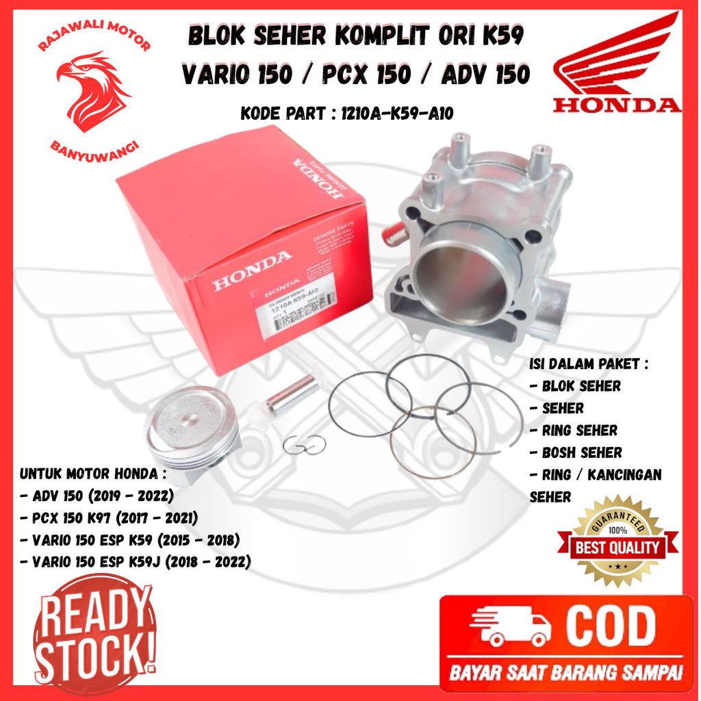 Block Seher Honda Vario 150 Esp Ori & PCX 150 / Blok Piston Silinder Mesin ADV 150 K59