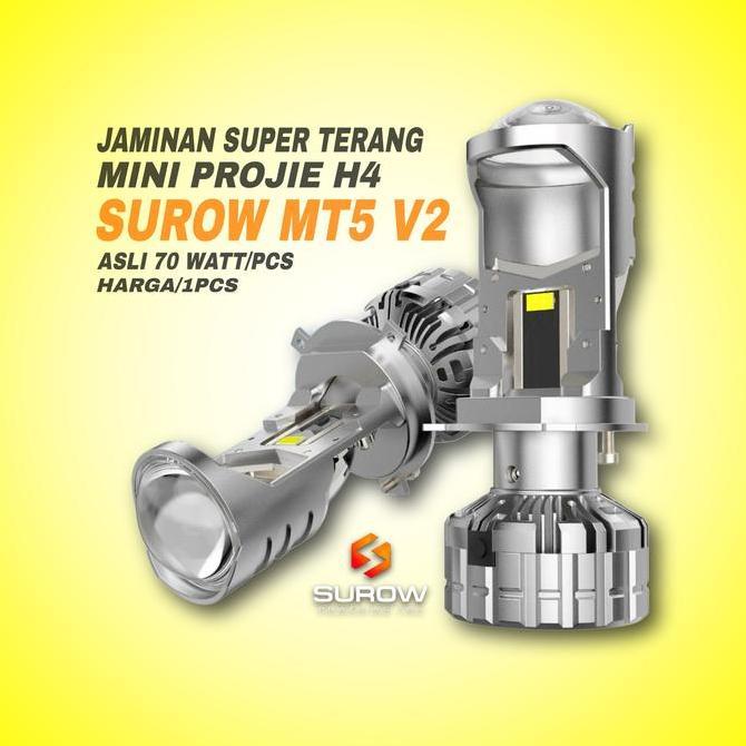 Revasin9 - Lampu LED Mobil Motor H4 Mini Projector Projie Surow MT5 V2 Super Terang 7W