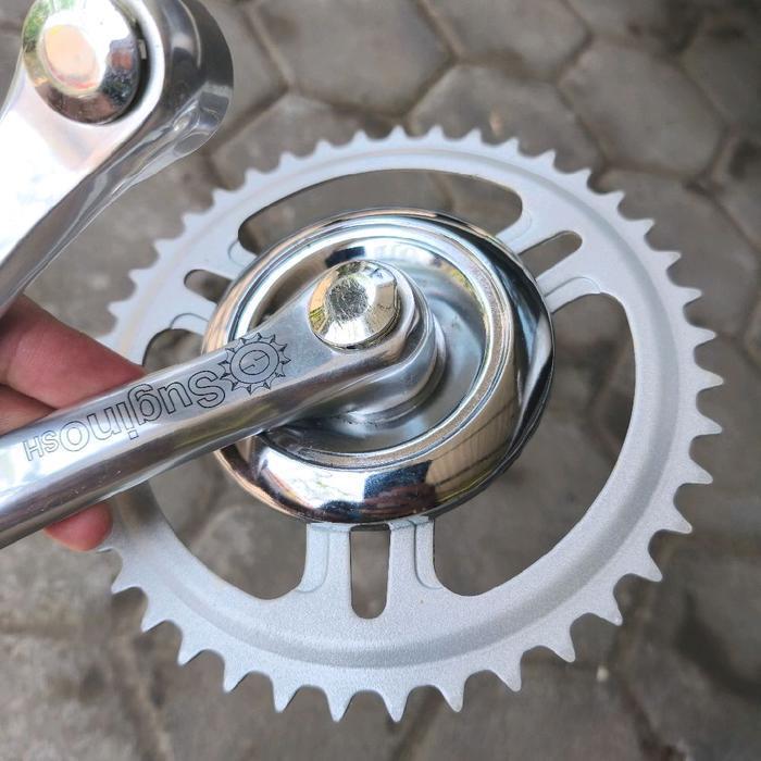 Crank Single Speed Sugino Sh Arm Alloy Panjang 170 Mm Untuk Bb Kotak Chainring Besi 42T Silver Origi