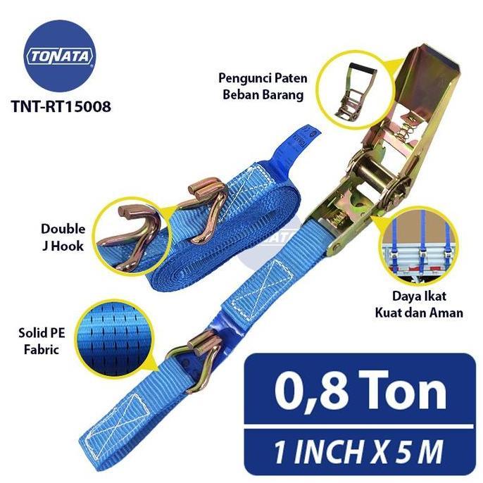 PRASMINAH99  - TONATA RATCHET TIE DOWN 1X5M CARGO BELT 0.8 TON