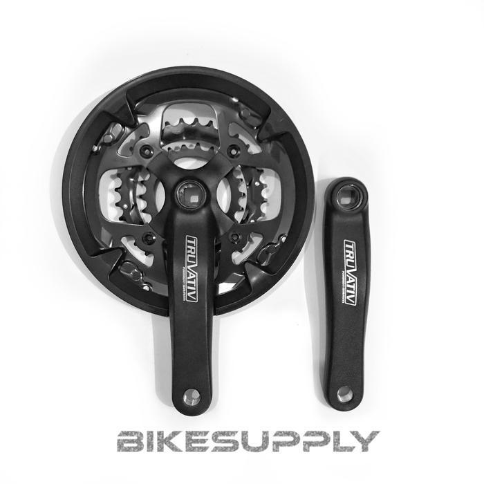 Crank Set Sepeda Merk Truvativ Model Cover Triple 3 Speed Warna Black Hitam 22 32 48T Panjang Arm 16