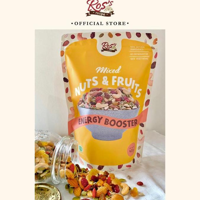 Ros Recipe Mix Nuts & Fruits 400 Gr - Trail Mix Premium - Panggang - Oven