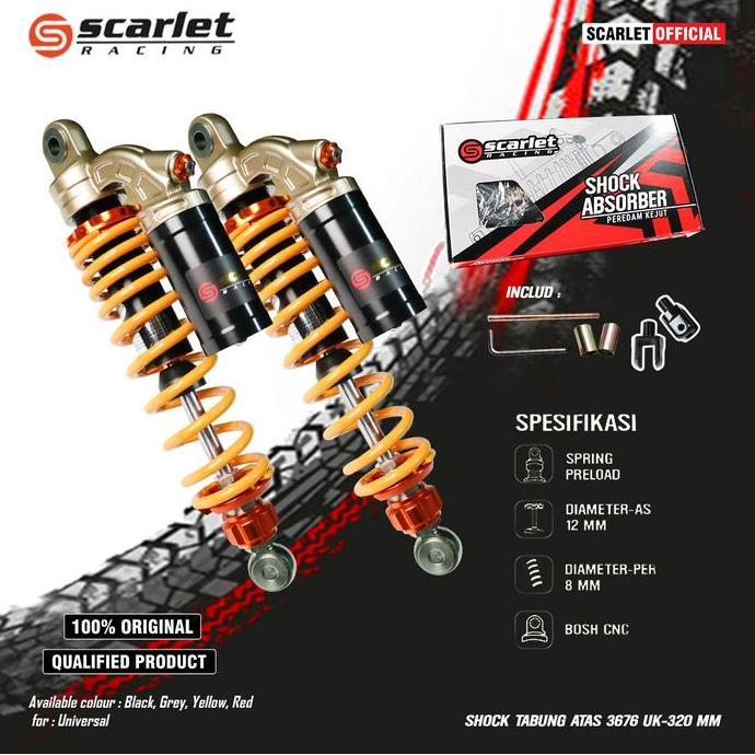 Hamisen_Shop - Scarlet Racing Shock Tabung Atas 28-34Mm O+U Universal