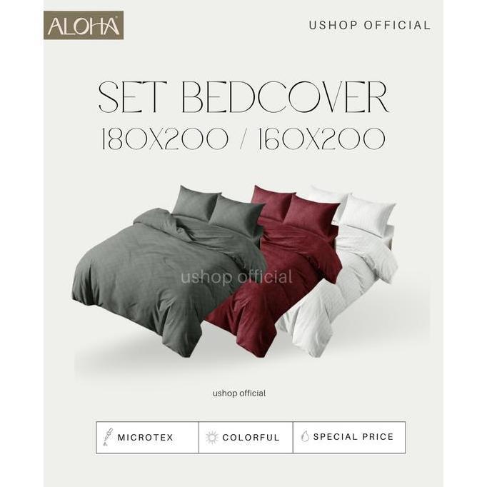TERBARU - ALOHA Bedcover + Sprei POLOS King Queen 180 160 - Ushop