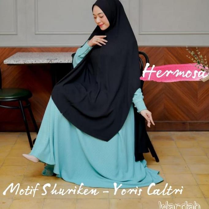 Murah Gamis Hermosa Motif Shuriken Biru Wardah/Gamis Biru Wardah Muslim Wanita  Dress  Syari  Kancin