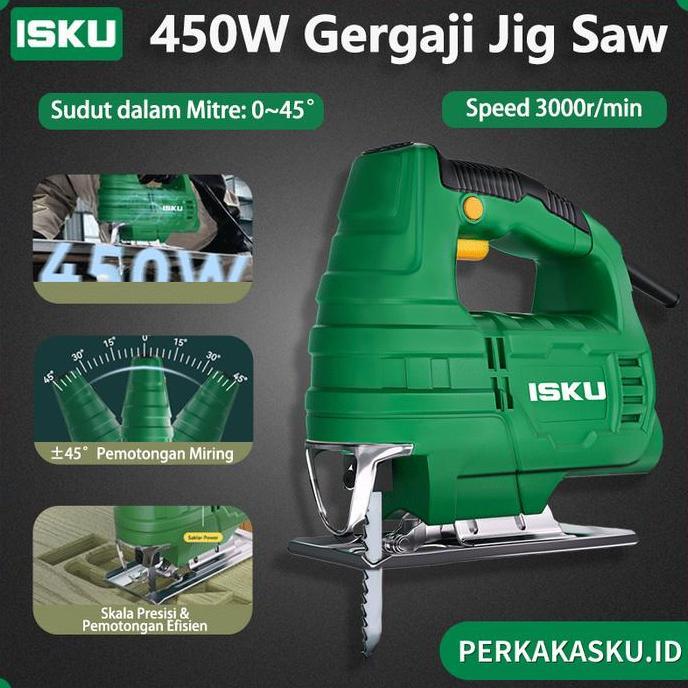 Promo Isku Mesin Gergaji Kayu Jig Saw 450W Mesin Gergaji Ukir Jigsaw Potong Kayu Listrik Jig Saw Mac