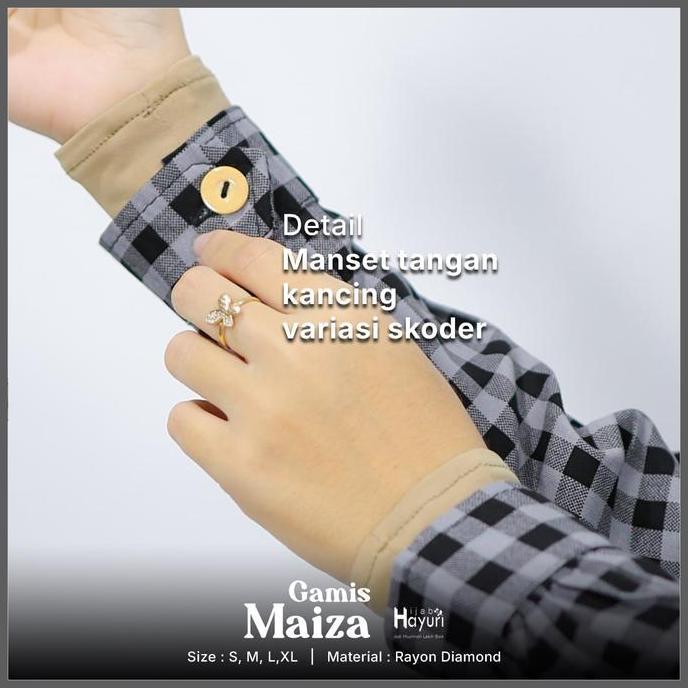 Sale Gamis Casual Simple Desain Kancing Kayu Motif Kotak-Kotak Kain Rayon Diamond Nyaman Adem Syar'I