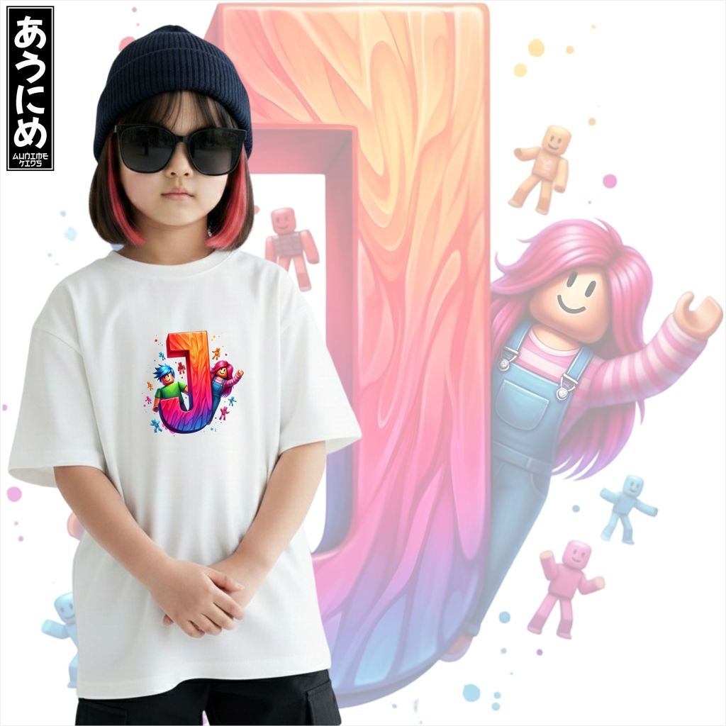 Kaos Anak Laki Laki Perempuan Unisex INISIAL J  cotton combed roblox
