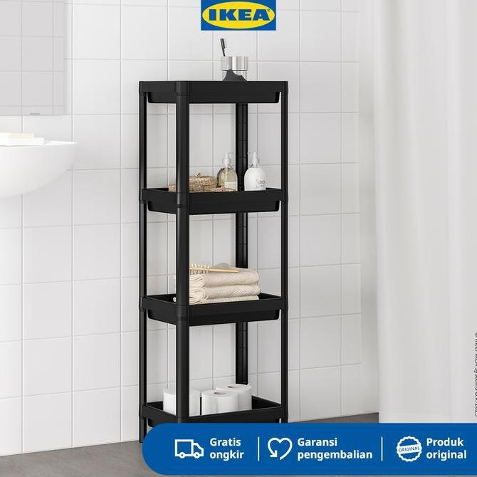 IKEA VESKEN Rak Kamar Mandi 4 Susun Minimalis Hitam