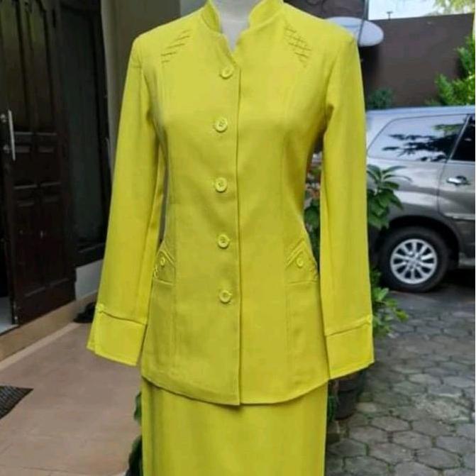 Stelan Blezer Warna Lime/Kuning Lemon Baju Seragam IGRA Nasional Terbaru Celana Kantor Wanita