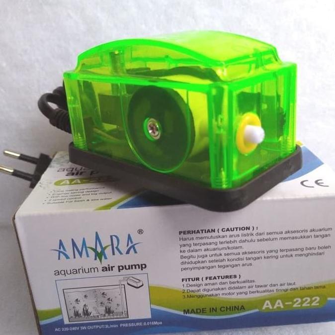 Aerator Silent Amara AA-222  Pompa Angin 1 Lubang Aquarium / Aerator Amara Pompa Udara Aquarium