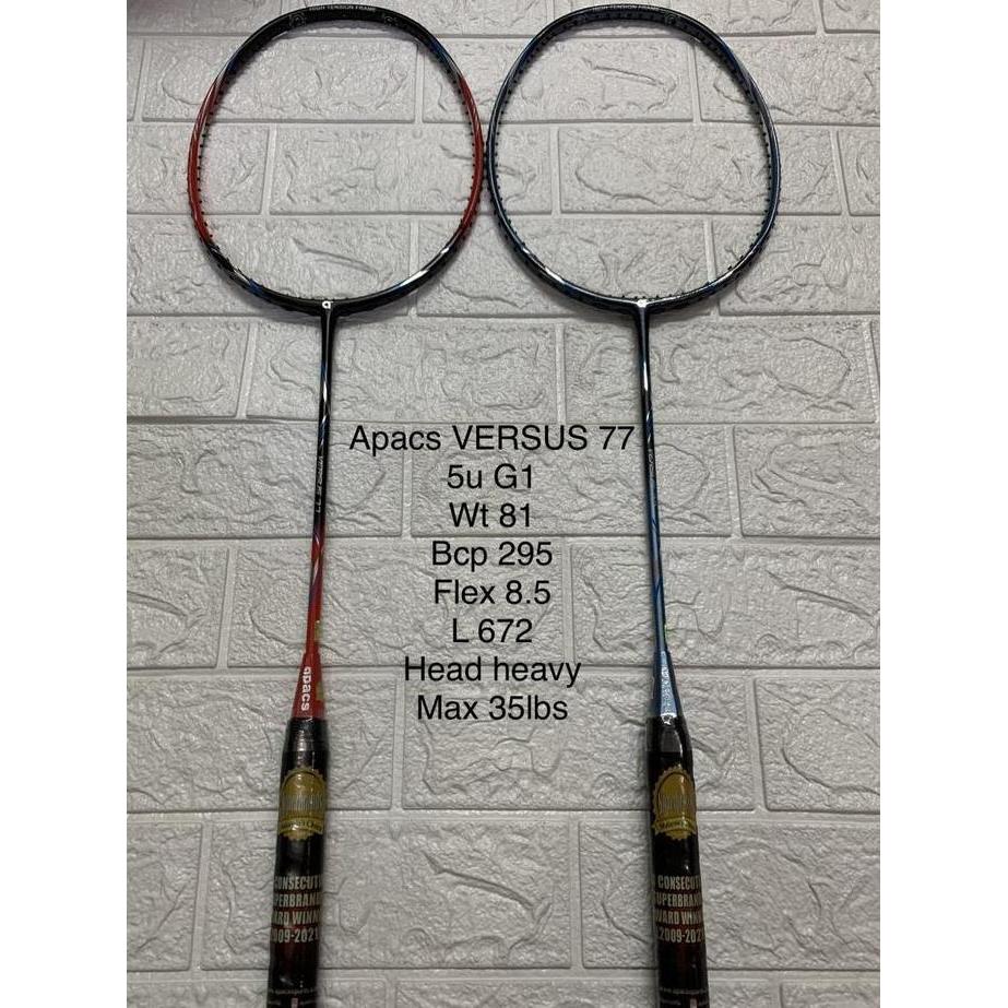 Raket Badminton APACS VERSUS 77 grip 5UG1 HEAD HEAVY KUAT 35lbs ori Terlaris