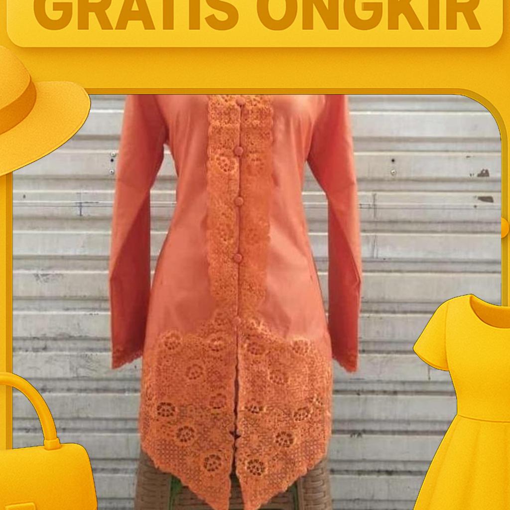 Atasan Kebaya Encim Bordir Polos Katun Toyobo / Kebaya Tradisional Tangan Panjang
