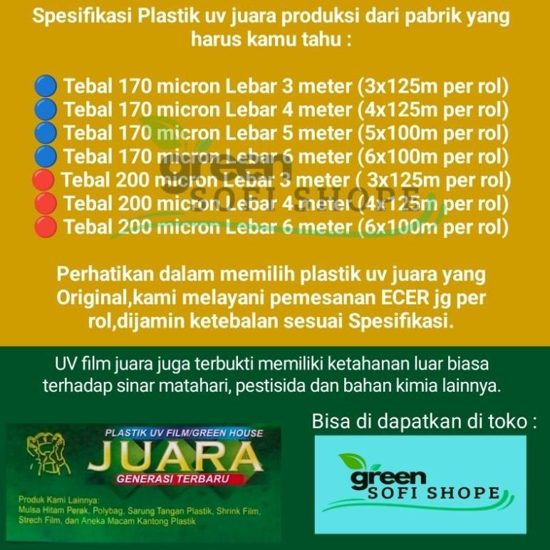 Bisa Cod Plastik Uv Juara Lebar 6 Meter Per Rol 100M/Uv 14% ><