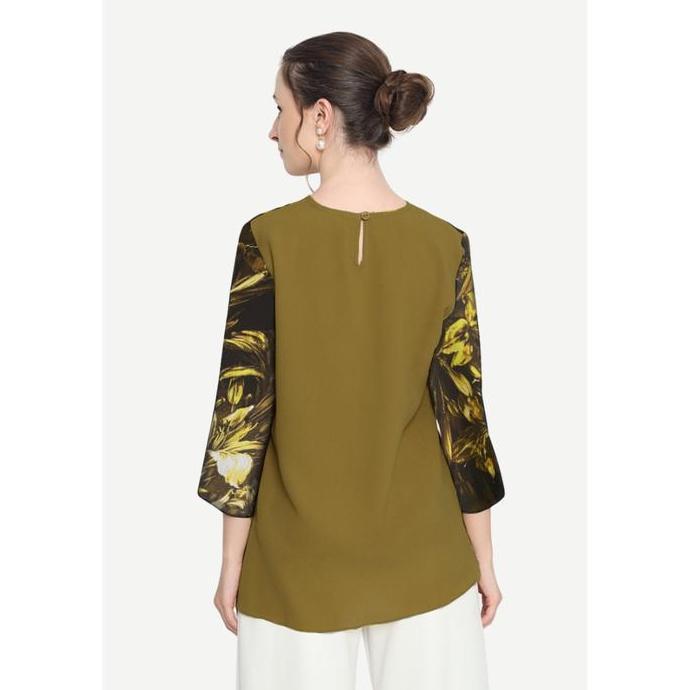 Floral Chiffon Blouse Hijau Long Sleeve By Brilliant Girl
