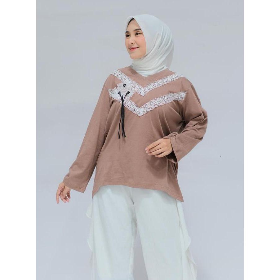 Top Kaos Renda  Lalika by Numiaa Fashion I Atasan Baju Wanita Polos Renda