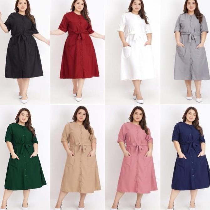 DRESS WANITA JUMBO BIG SIZE XXL XXXL LD 120cm KEKINIAN FASHION KOREA STYLE BAJU HAMIL MENYUSUI KERJA