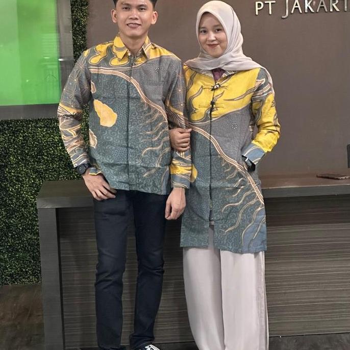 Batik couple bahan doby semi sutra sudah berlapis furing try ready untuk seragaman