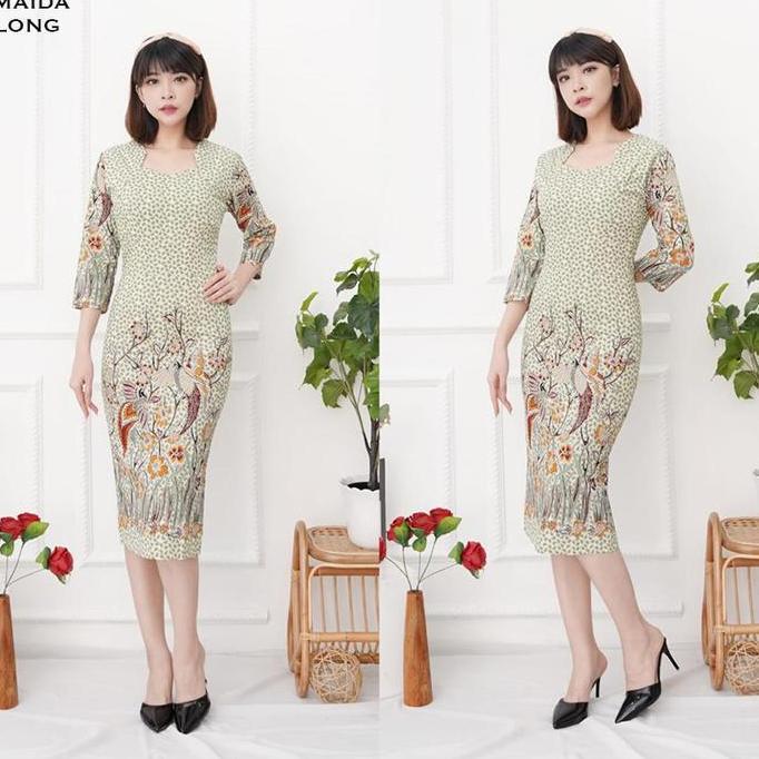 Evercloth Maida Long Dress Wanita Batik Couple Modern Dress Batik Modern