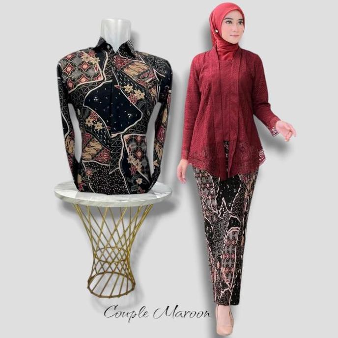 Setelan Couple Kebaya Kutu Baru | Batik Couple | Kebaya Wisuda | Kebaya Modern | Baju Kondangan Kelu