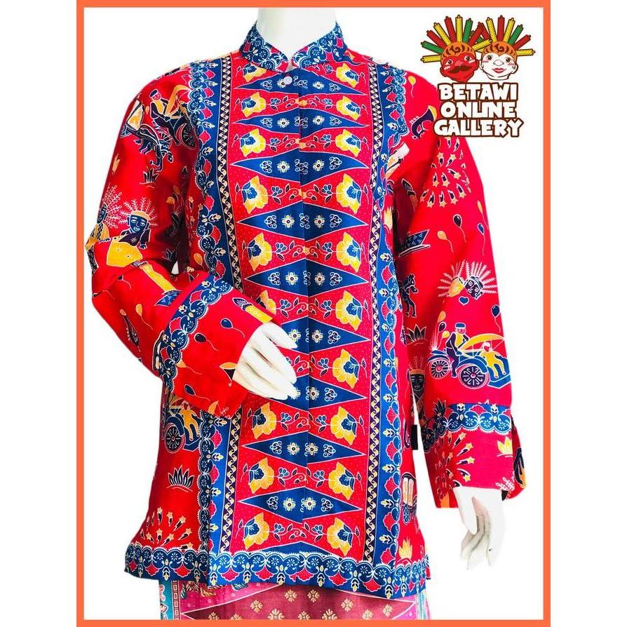 Kemeja Batik Betawi Wanita / Kemeja Wanita Tangan Panjang / Kemeja Batik Betawi Baju Katun