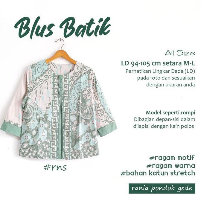 Blouse atasan baju batik wanita resleting model blazer rompi outer
