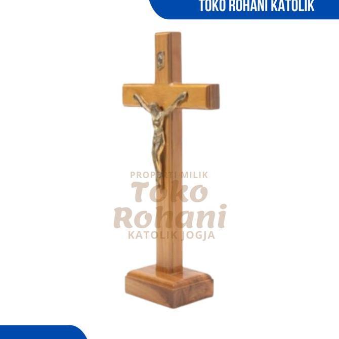 SALIB DUDUK KORPUS KUNINGAN / SALIB MEJA KATOLIK / SALIB YESUS