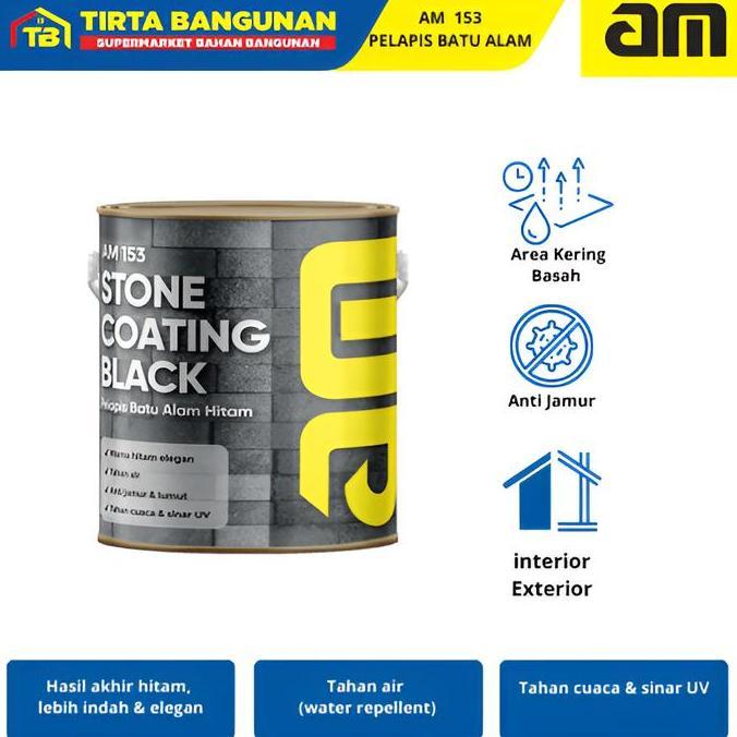 AM 153 CAT PELAPIS PELINDUNG BATU ALAM BLACK GLOSSY ANTI JAMUR 2,5LT
