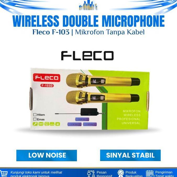 Mic Wireless Double Fleco F-103 Mic Karaoke Wireless Microphone Uhf Professional Mikrofon Wireless