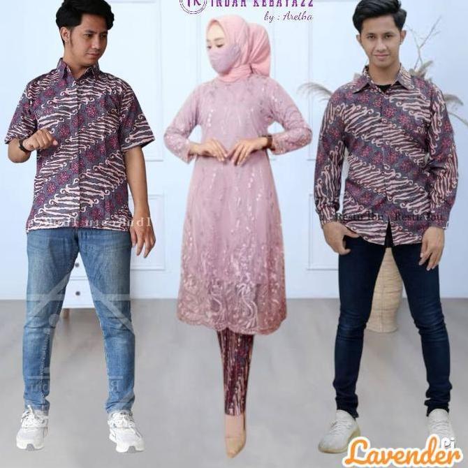 Setelan Kebaya Couple Lamaran Elegan Modern Tunik Brokat Tile Bordir Dress Wanita Pasangan Kemeja Ba