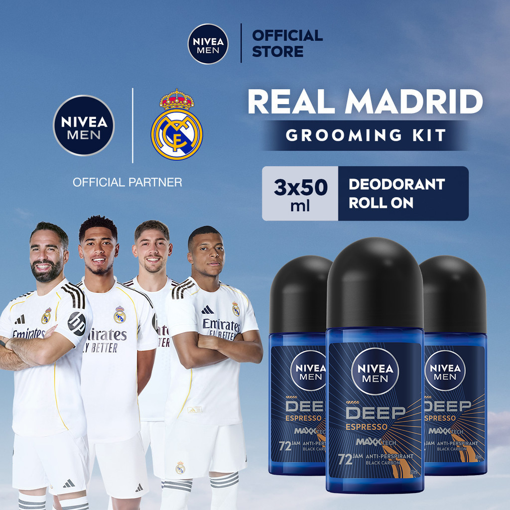 (PAKET HEMAT ISI 3) NIVEA MEN Deodorant Roll On Deep Espresso 50ml - Deodoran pria melawan bakteri k