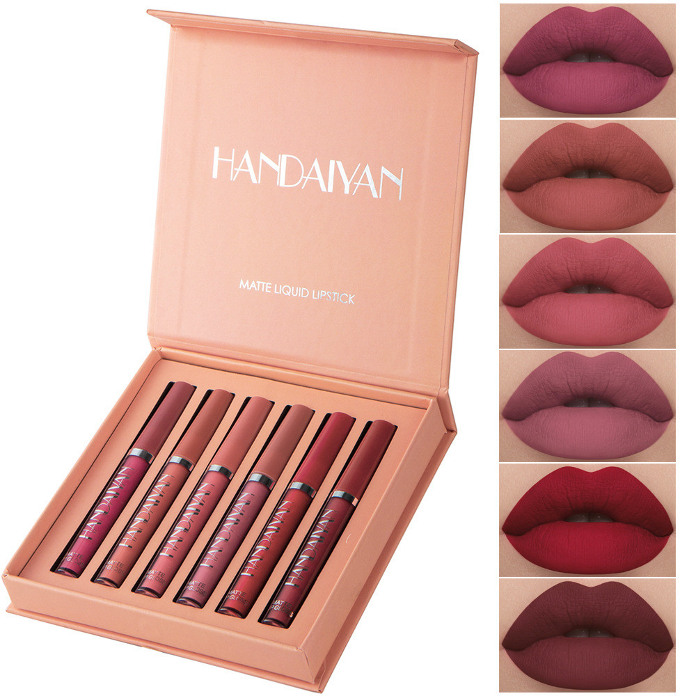 6 set lip gloss matte: handaiyan Han Daiyan pelembab lipstik pelembab tahan lama lip gloss lintas ba