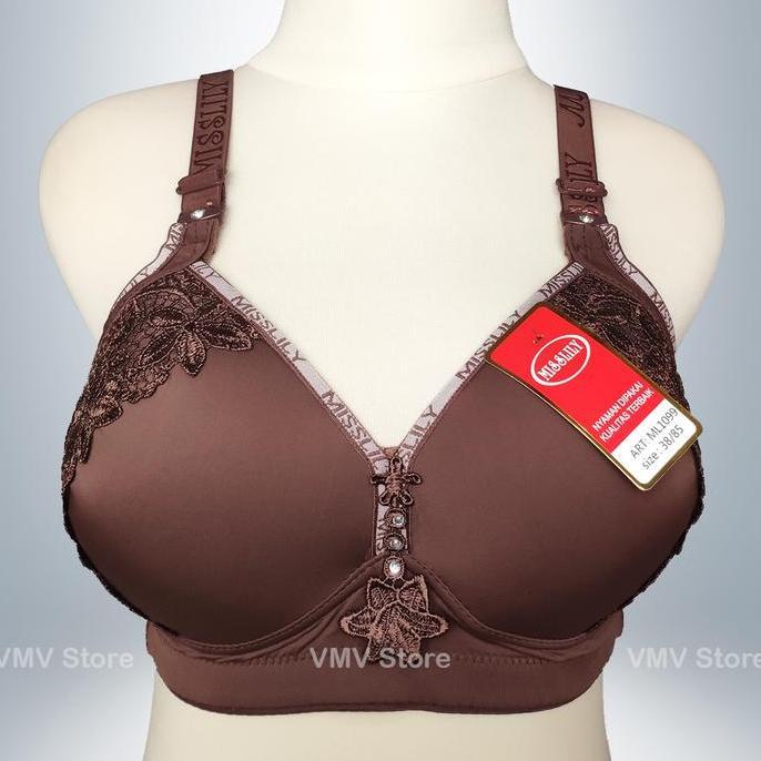 Murah Bra Jumbo Cup C Misslily ML 1099 Tanpa Kawat Kait 3 Motif Lace Brukat Bh Wanita Cup Besar Sexy