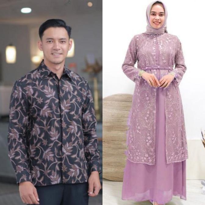 JOLIYA Couple Gamis Brokat Rompi Terbaru Baju Pasangan Kondangan Wisuda Lamaran Seragam Keluarga Mus