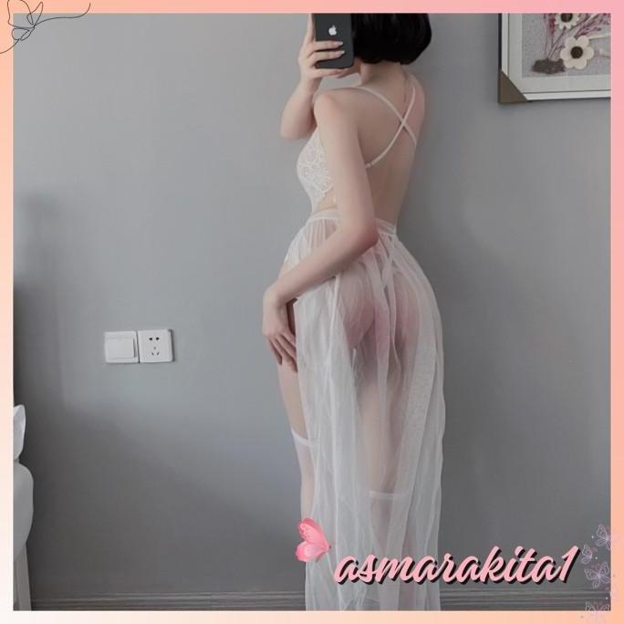 LINGERIE WANITA SEXY HALTER NECK ONE-PIECE TRANSPARAN BAJU TIDUR A BY ASMARA KITA LUAR BIASA