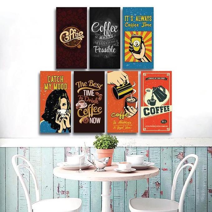 HIASAN DINDING PAJANGAN POSTER KAYU QUOTES TEMA - COFFEE TIME VINTAGE
