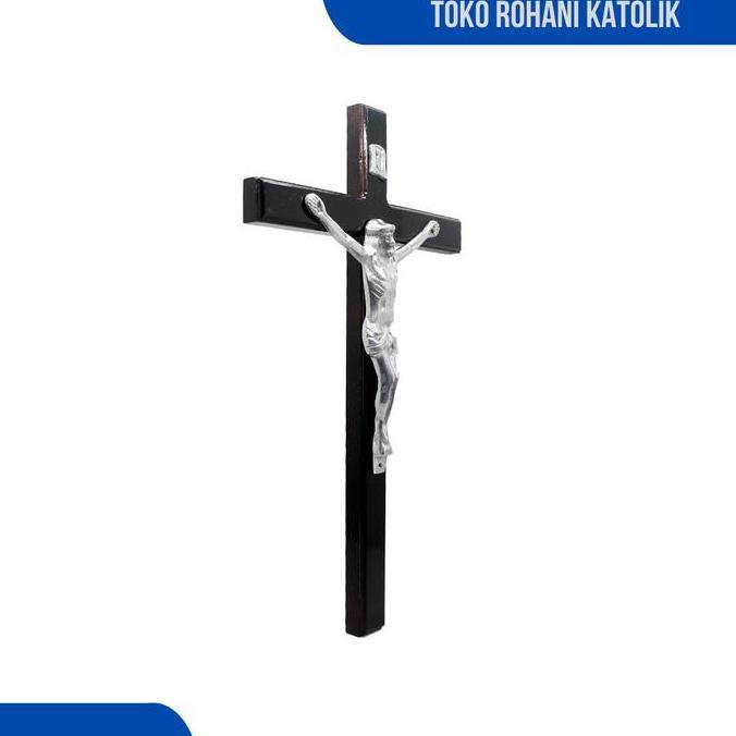 SALIB DINDING KATOLIK 40 CM (SILVER) / SALIB DINDING BESAR / SALIB GANTUNG / SALIB KAYU KATOLIK