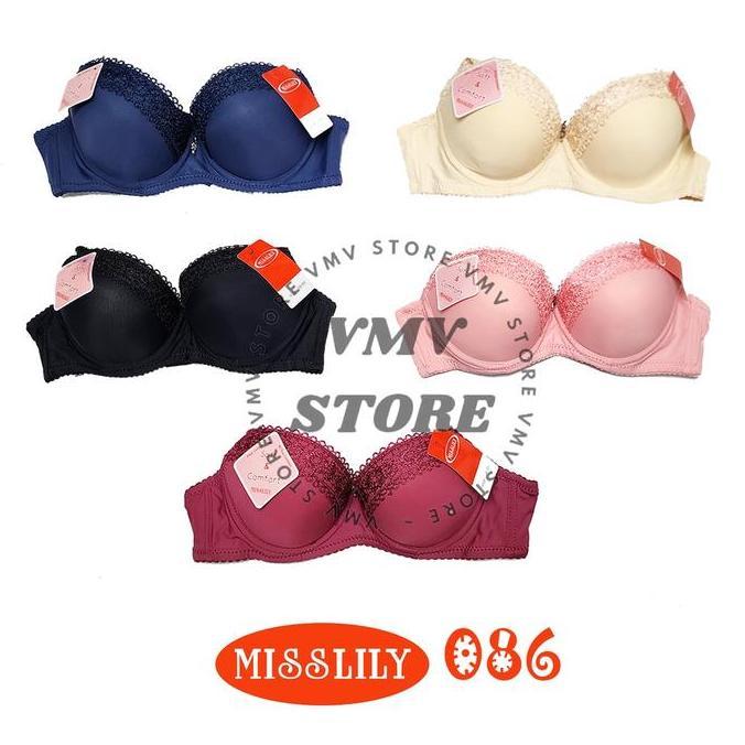 Murah Push Up Bra Cup A Misslily 086 Bh Kawat Push Up Busa Tebal Model Renda Brukat Miss Lily Origin