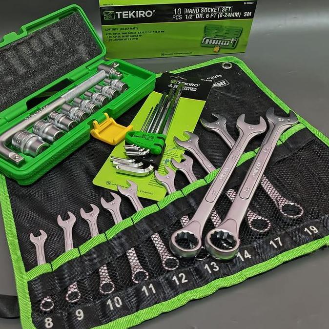 Murah Tekiro Paket Bengkel Kunci Ring Pas 11 Pcs 8-24Mm / Kunci Shock 10 Pcs 8-24Mm / Kunci L Tekiro