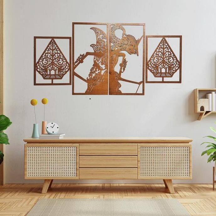 Hiasan dinding kayu motif wayang arjuna hiasan dinding ruang tamu