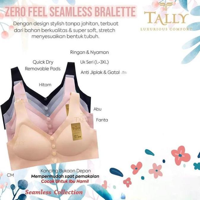 Murah BRA SEAMLESS TANPA KAWAT TALLY T118 - MODEL KANCING DEPAN bh kait Non COD