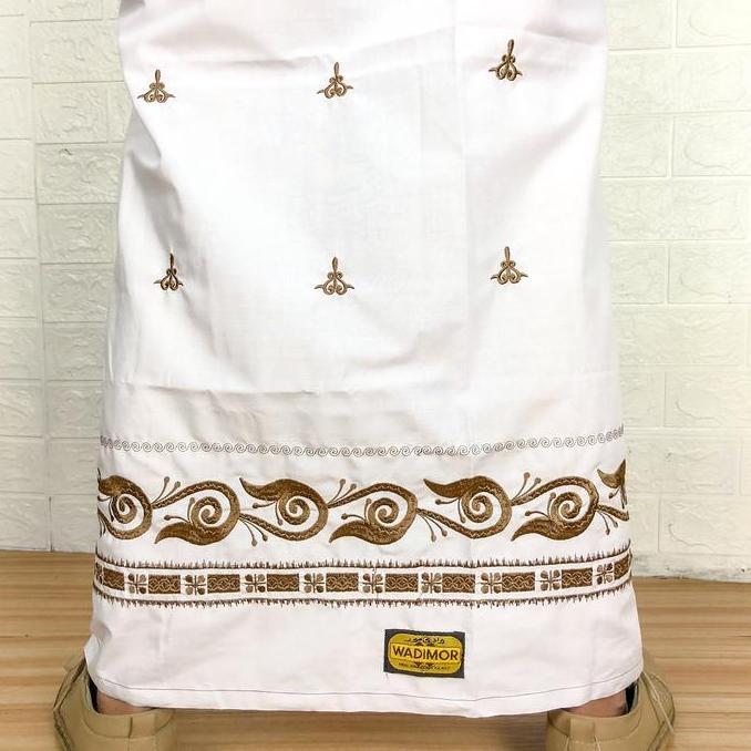 Diskon Sarung Bordir Wadimor Gayo Putih Bordir Dewasa Katun Lembut Cokelat Motif Muslim Hitam Salur 