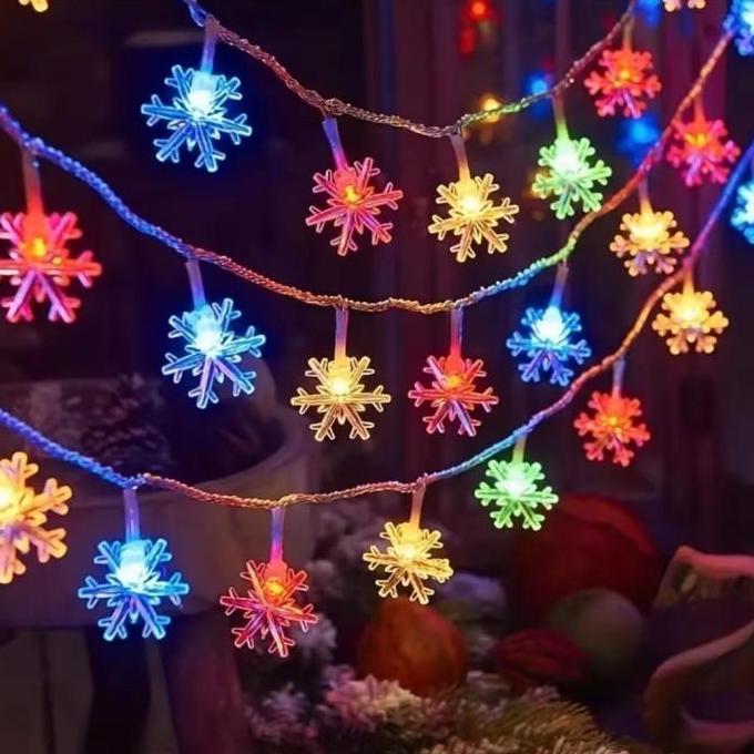 6782 Lampu Tumblr LED Snowflake Battery / Lampu LED Pohon Natal 3 Meter