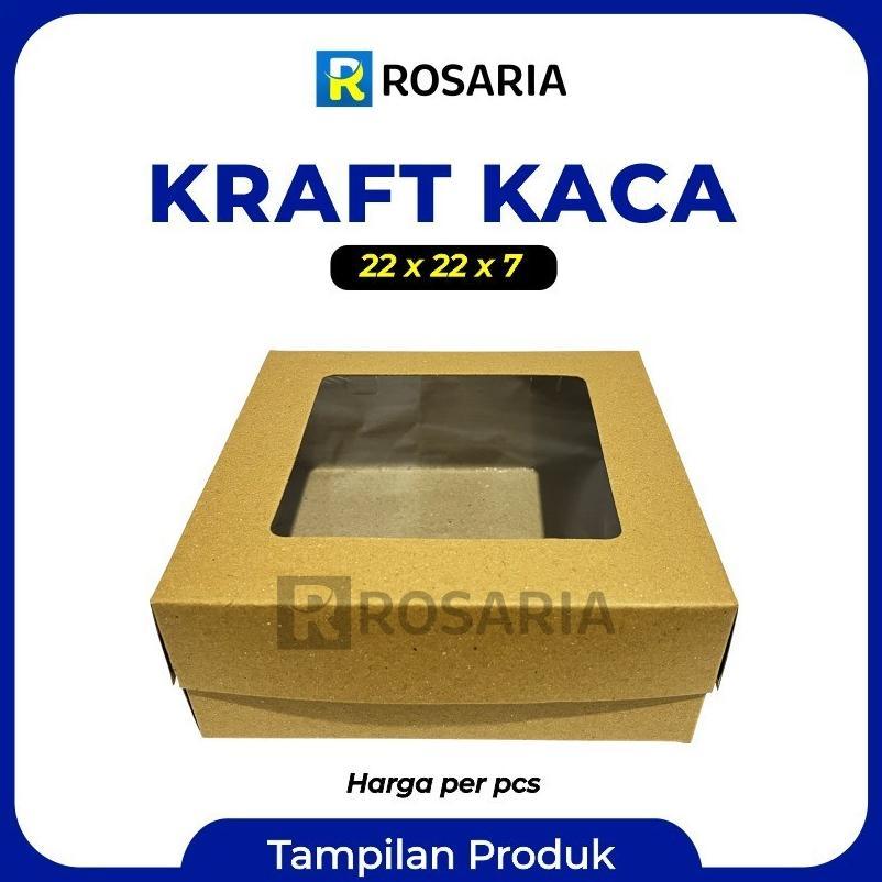 [ 10 Pcs ] Kotak Kraft Kaca Uk 22X22X7 Cm Coklat Kaca Laminasi Dus Makan Laminasi Stock