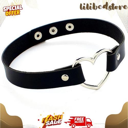 Gradeori Choker Kulit Premium Ring Gesper Hati Salib Kucing Cosplay Punk Pu Leather Jepang